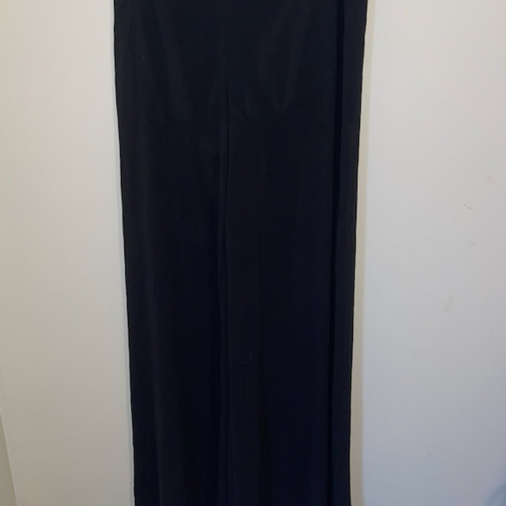 Black Sheer Wide Leg Palazzo Pants – High Waist Zip Back – Size L - Picture 7 of 9